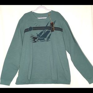 Tailor Vintage Blue Pool Sailboat Mens Long Sleeve Tee Shirt Size XL